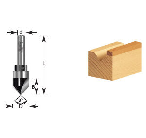 BROCA V-GROOVE C/BALERO 90? 1/2 X 1/2" X 1/4""