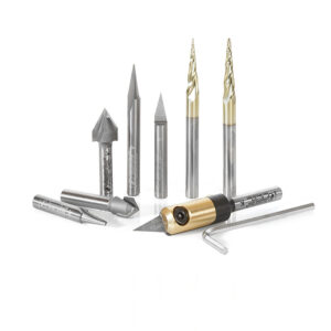 JUEGO DE 8 PIEZAS CNC V" CARVING 1/4" AMS-128"
