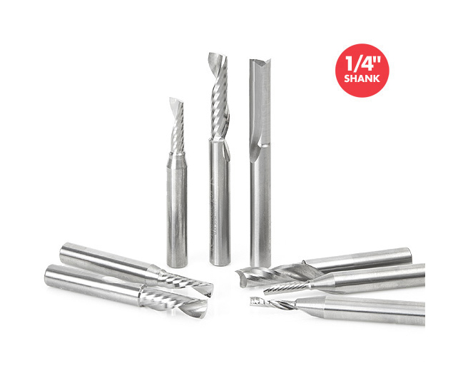 JUEGO 8 BROCAS 1/4 ESPIRAL PARA PLASTICO CNC"