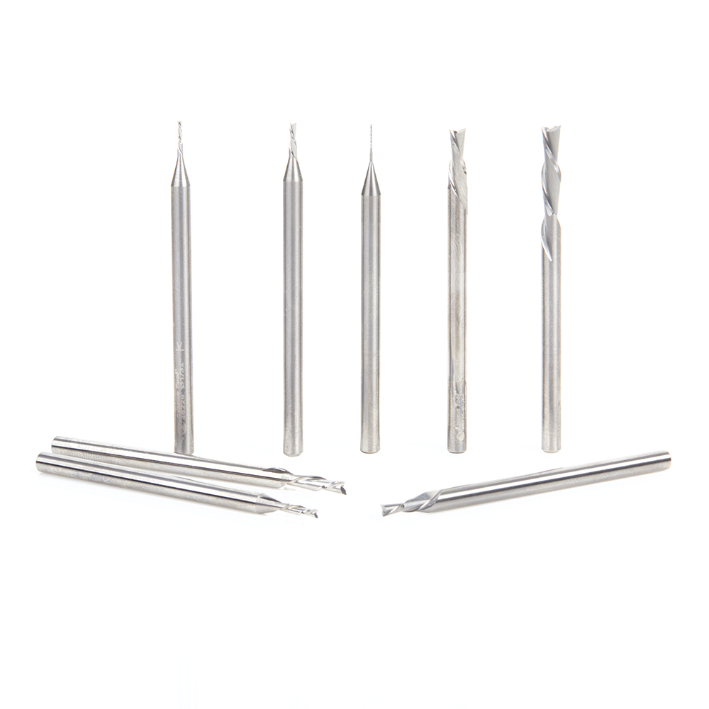 Juego de 8 Brocas CNC espiral 1/8" up-cut AMS-212