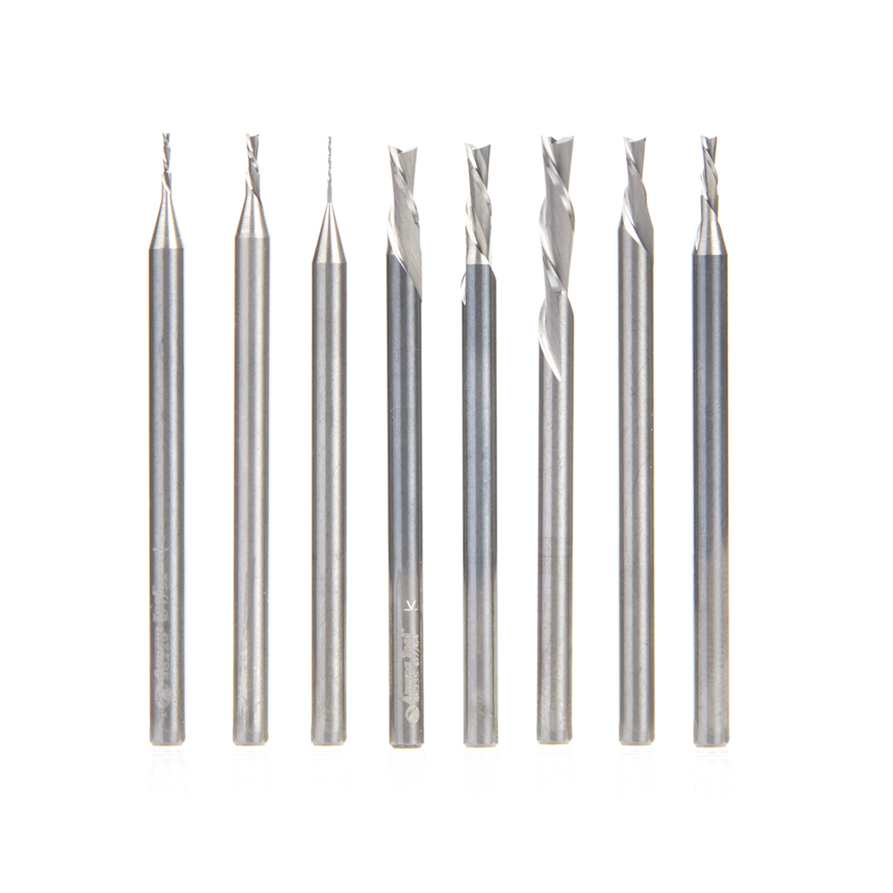 Juego de 8 Brocas CNC espiral 1/8" up-cut AMS-212 - Image 2